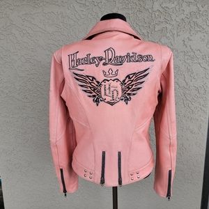 Harley Davidson Leather Jacket.. Pink.. Sz M